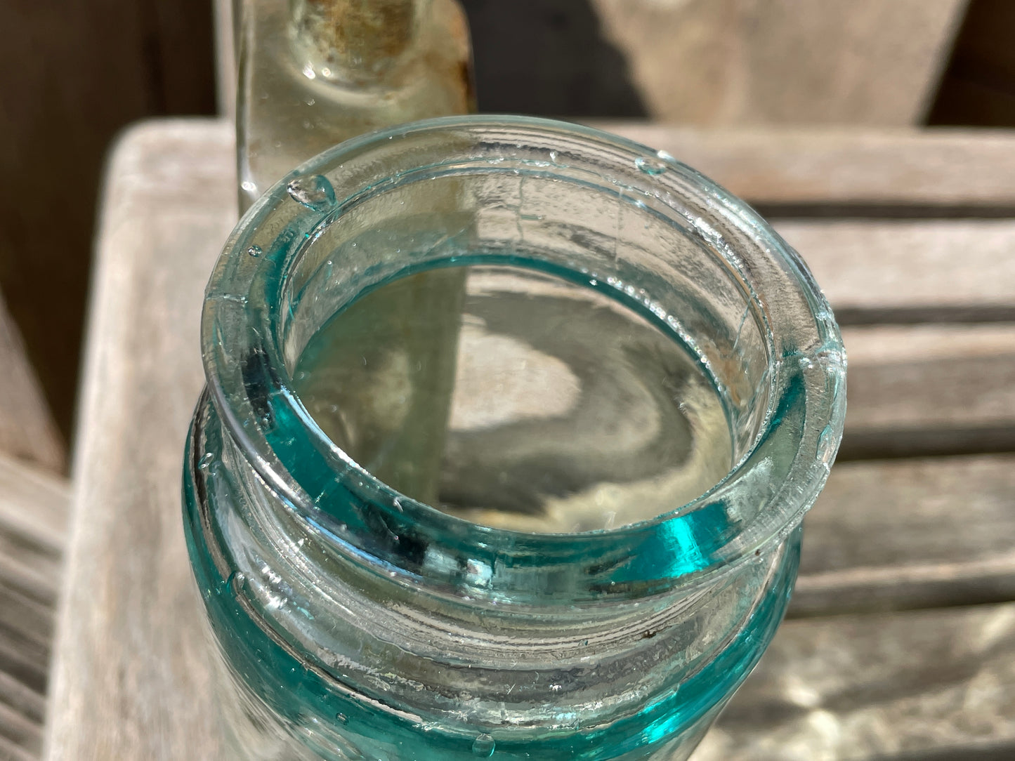Three lovely antique and vintage glass jars and bottles tallest 15cm