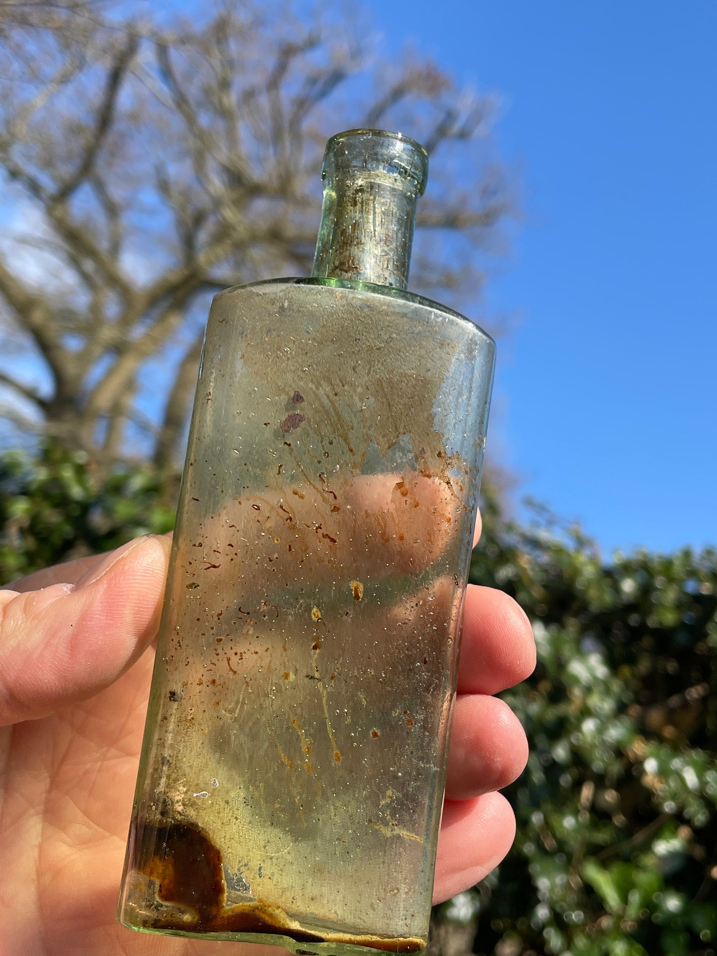 Three lovely antique and vintage glass jars and bottles tallest 15cm