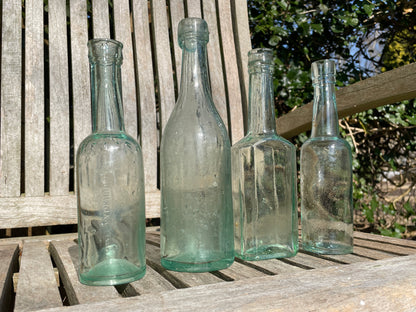 Victorian glass bottles including Yorkshire Relish Goodall Backhouse, American, JR & S examples