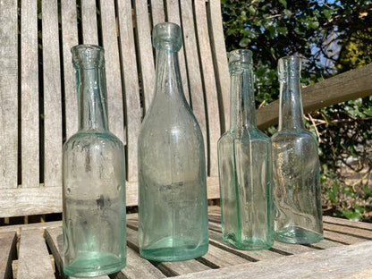 Victorian glass bottles including Yorkshire Relish Goodall Backhouse, American, JR & S examples