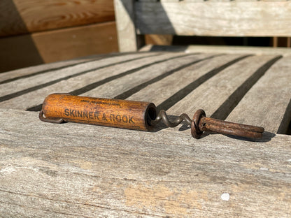 American Antique cork screw -Skinner and Rook wine merchants Nottingham, bottlers Bass and Guinness c1900
