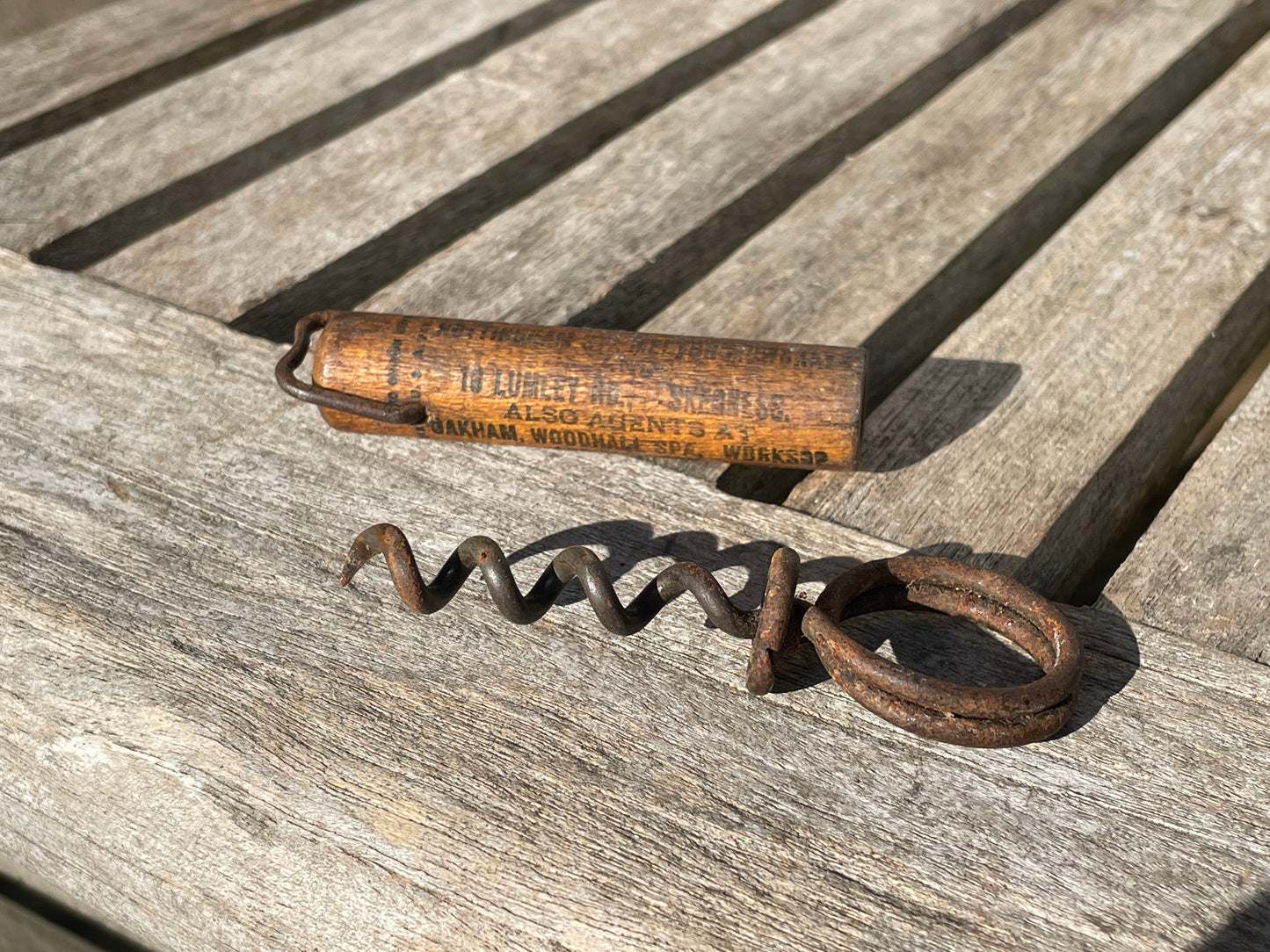American Antique cork screw -Skinner and Rook wine merchants Nottingham, bottlers Bass and Guinness c1900