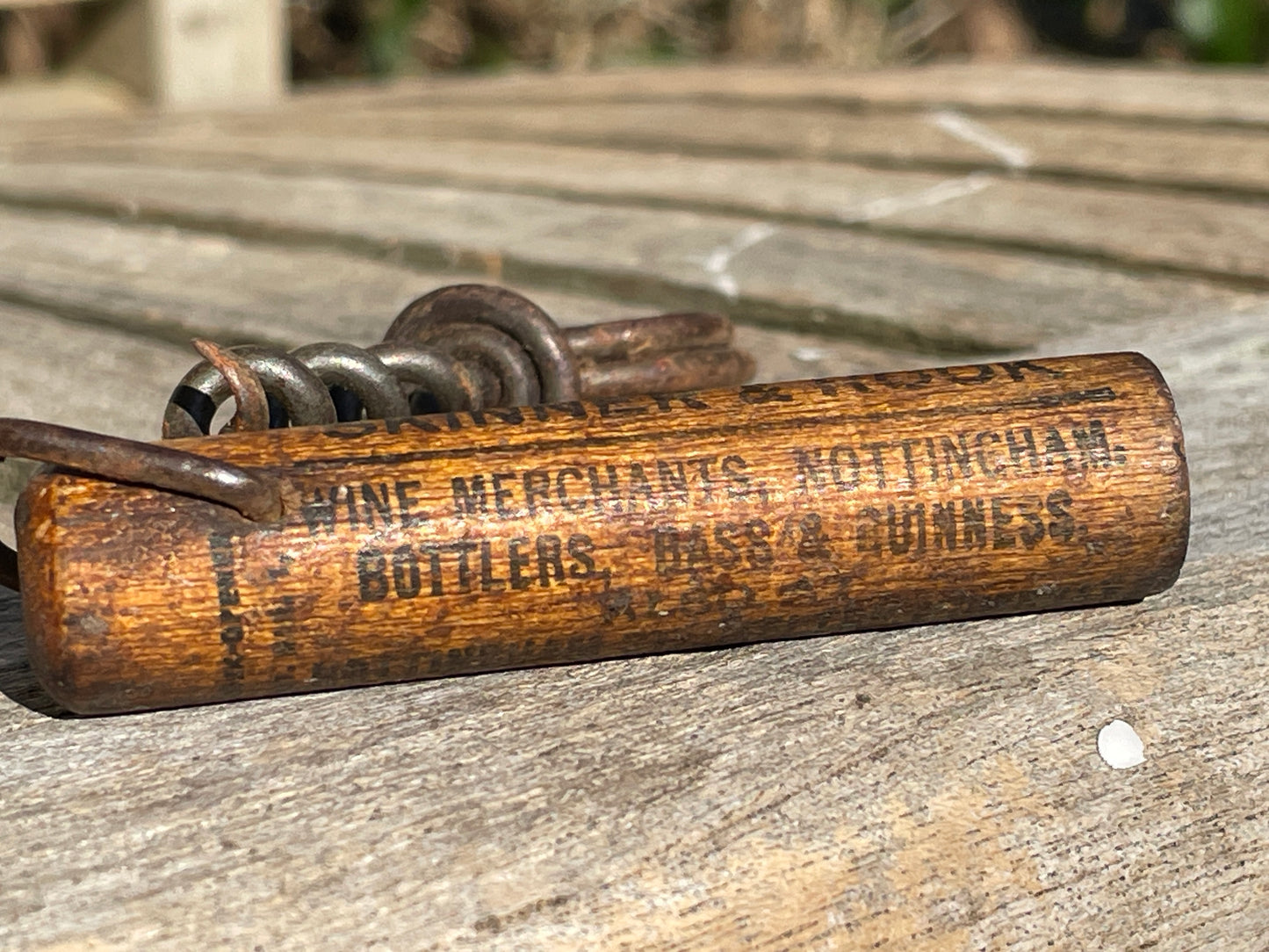 American Antique cork screw -Skinner and Rook wine merchants Nottingham, bottlers Bass and Guinness c1900