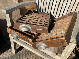 Three original type set printers letterpress typecase drawers for display c1920's
