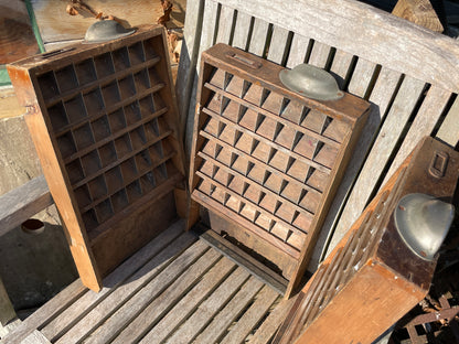 Three original type set printers letterpress typecase drawers for display c1920's