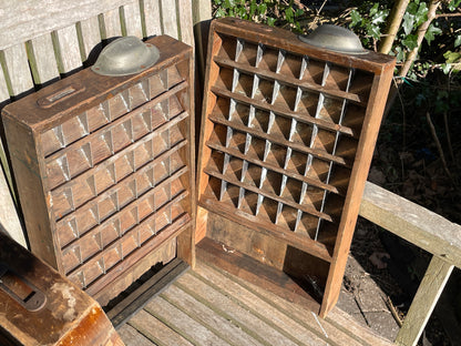 Three original type set printers letterpress typecase drawers for display c1920's
