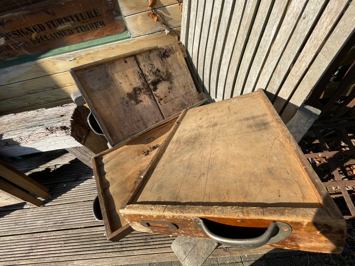 Three original type set printers letterpress typecase drawers for display c1920's