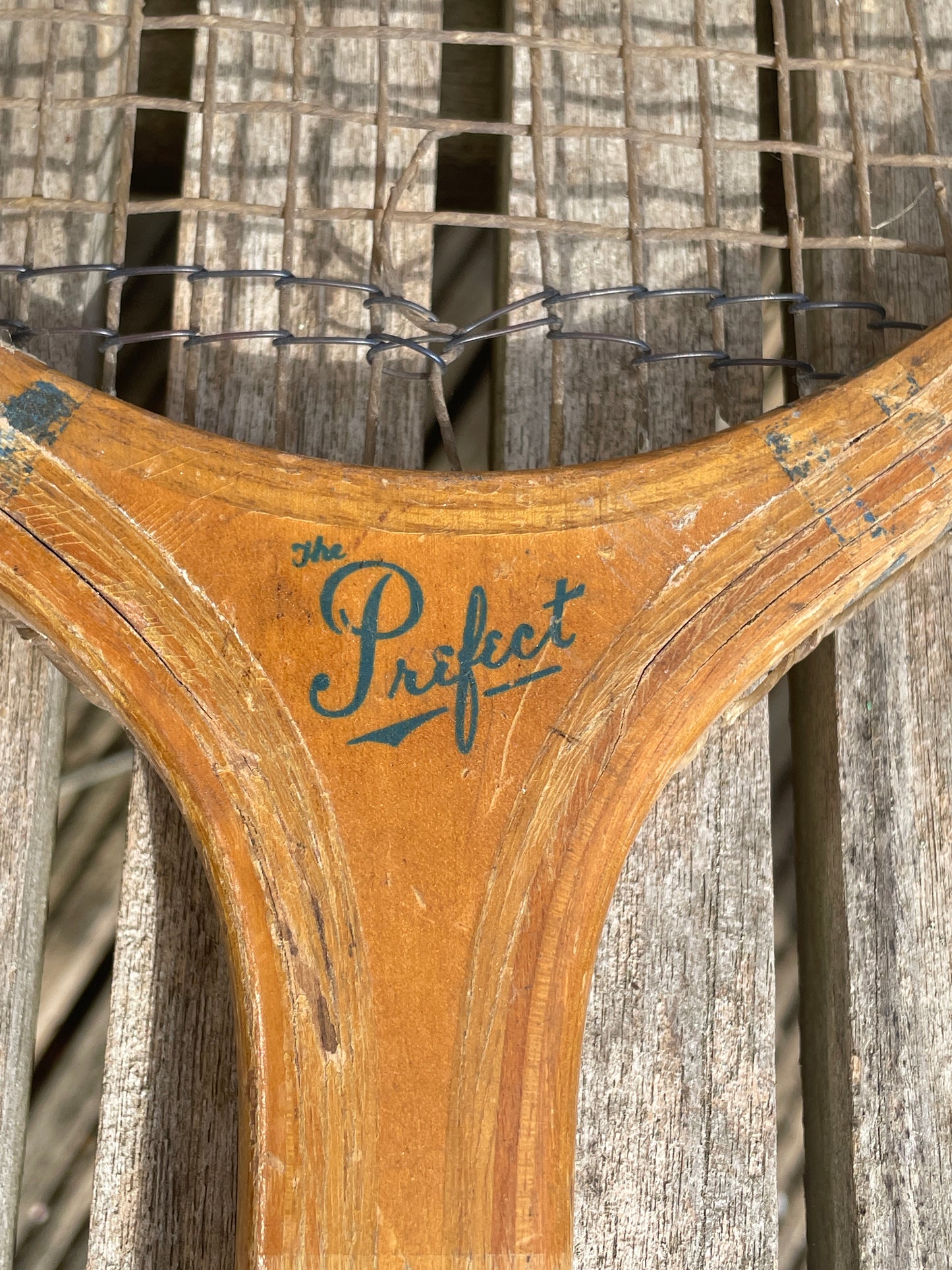 Vintage Wooden Tennis Racket, The Prefect, Grays Of Cambridge