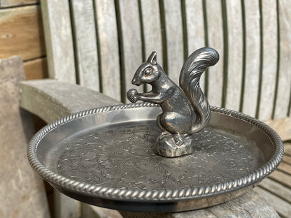 Seba Silver plated ZBA squirrel trinket, ring, ear ring, jewellery tray