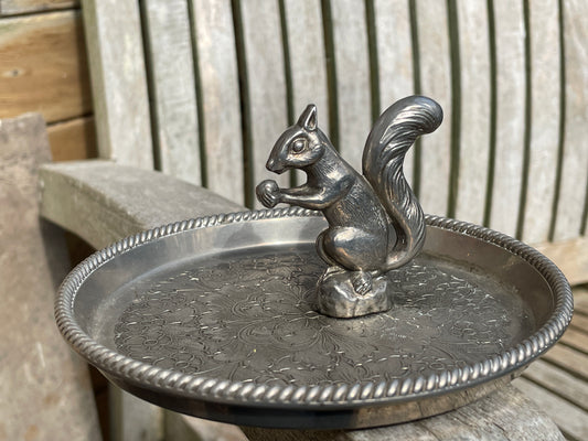 Seba Silver plated ZBA squirrel trinket, ring, ear ring, jewellery tray