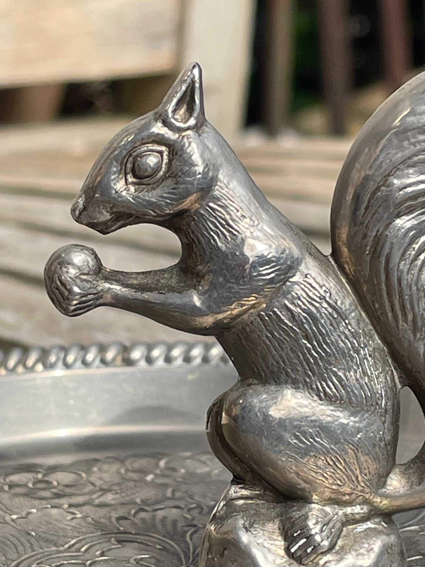 Seba Silver plated ZBA squirrel trinket, ring, ear ring, jewellery tray