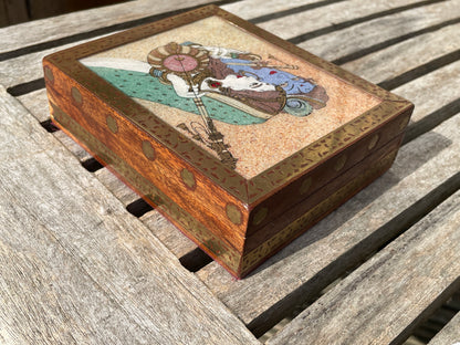 Rajwada Arts Gemstone Radha Krishna Painting Multipurpose Box, Krishna/Indian jewellery box/Engagement