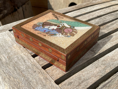 Rajwada Arts Gemstone Radha Krishna Painting Multipurpose Box, Krishna/Indian jewellery box/Engagement