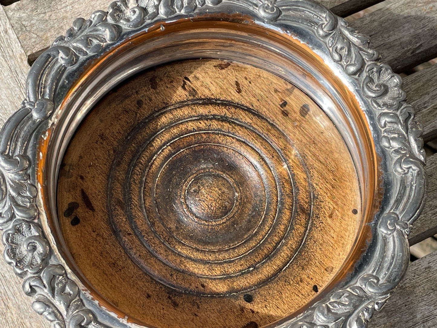 Antique Georgian Sheffield silver Plate Decanter wine bottle Coaster c.1860