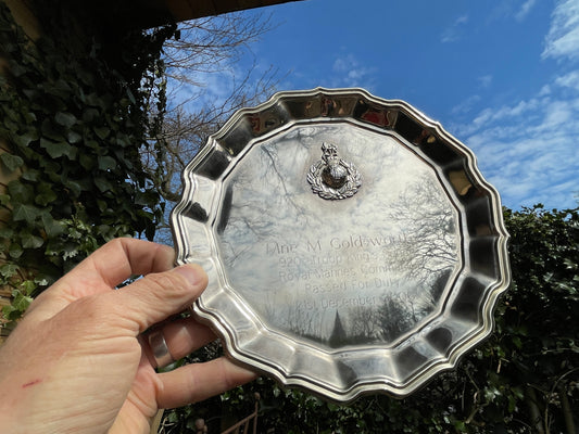 Royal Marine Commando passing out commemorative silver salvo 21cm diameter militaria