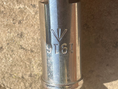 WW1 1916 antique trench whistle dated and marked with the army broad arrow mark