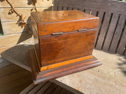 Handmade Antique Folk Art Box – Turn of the 19th Century – Unique Inlay & Decoupage Interior
