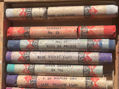Vintage Talens Pastel Set – 48 Semi-Soft Pastels in Dovetailed Wooden Box – Made in Holland – Artist Supplies or Display
