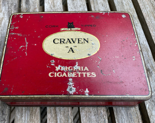 A Vintage Large Cork Tipped Craven "A" Virginia Cigarettes Tin 15x10.5x3.5cm