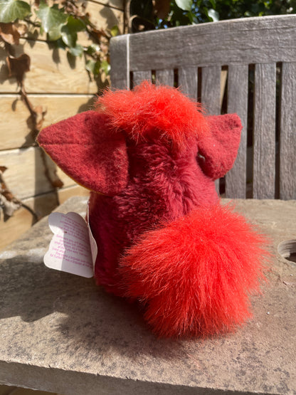 Vintage 1998 Furby – Rooster Model with Green Eyes – Red & Orange Fur – Original Tags – Tiger Electronics