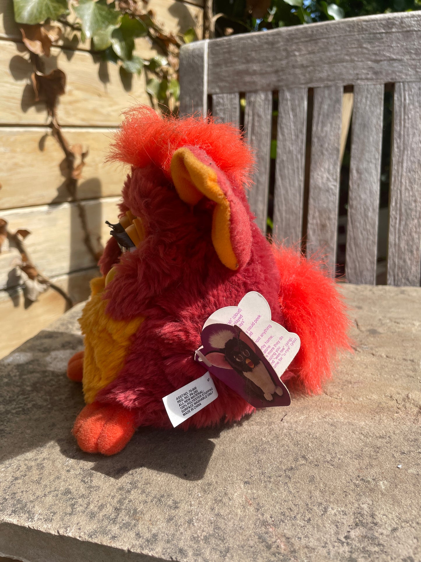 Vintage 1998 Furby – Rooster Model with Green Eyes – Red & Orange Fur – Original Tags – Tiger Electronics