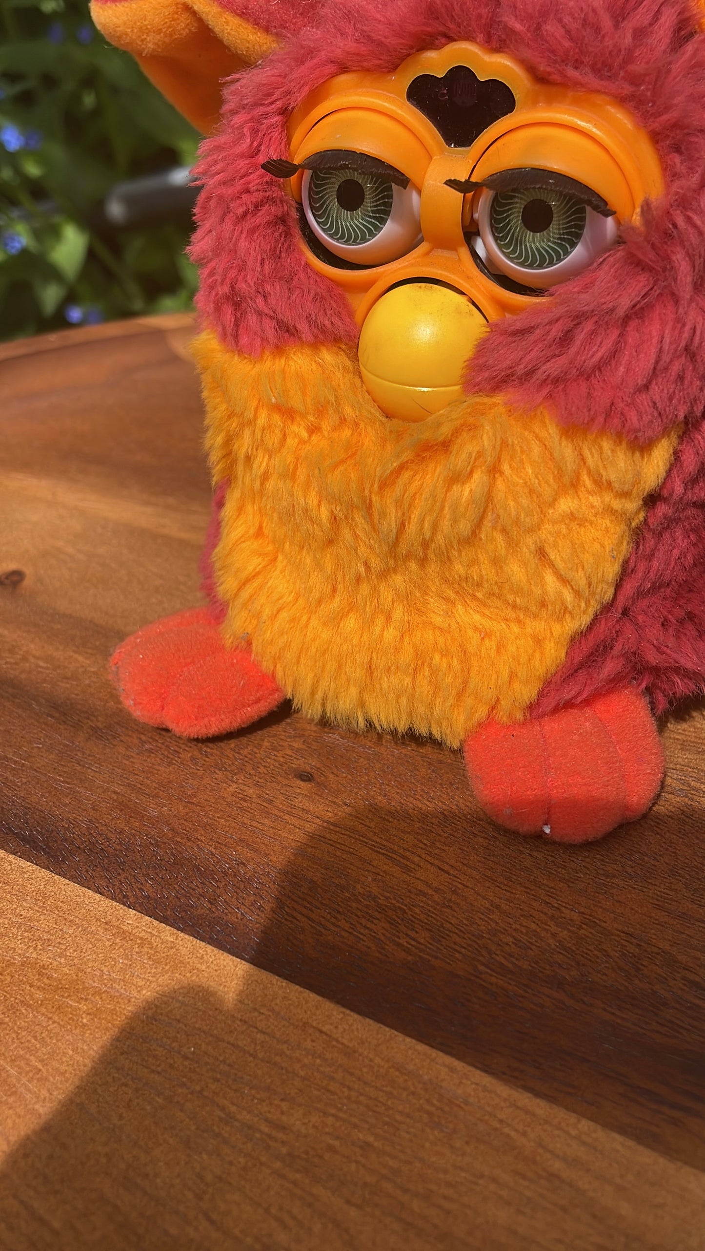Vintage 1998 Furby – Rooster Model with Green Eyes – Red & Orange Fur – Original Tags – Tiger Electronics