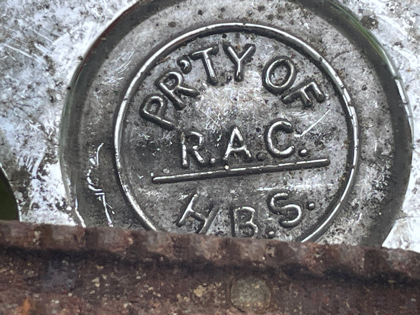 Vintage RAC Enamel Car Badge – Chrome Brass Emblem (1960–73) – PR'TY OF RAC H.B.S – Classic Grille Badge