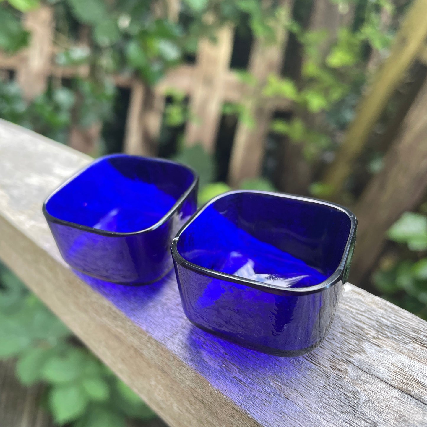 Two Cobalt Blue Glass Liners For Salt Cellars etc 36mm across