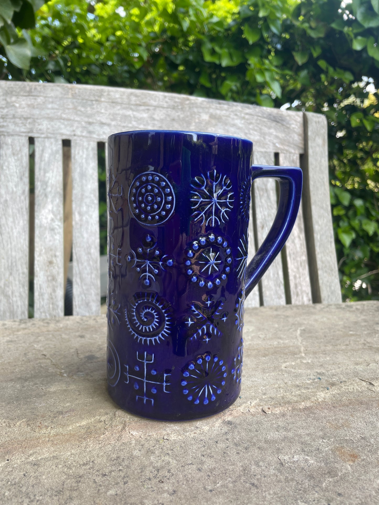 Portmeirion Totem Susan Williams-Ellis Tall Blue Beaker – Iconic 1960s British Pottery – Vintage Collectible