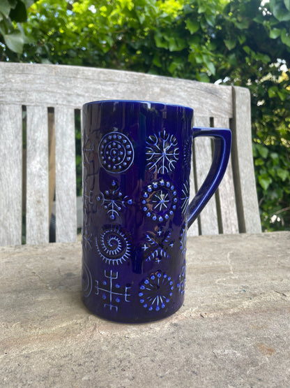 Portmeirion Totem Susan Williams-Ellis Tall Blue Beaker – Iconic 1960s British Pottery – Vintage Collectible
