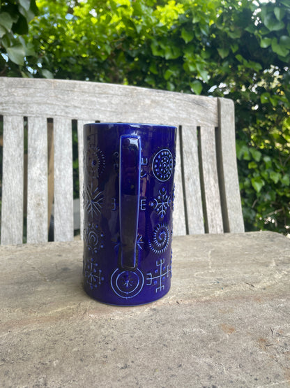 Portmeirion Totem Susan Williams-Ellis Tall Blue Beaker – Iconic 1960s British Pottery – Vintage Collectible