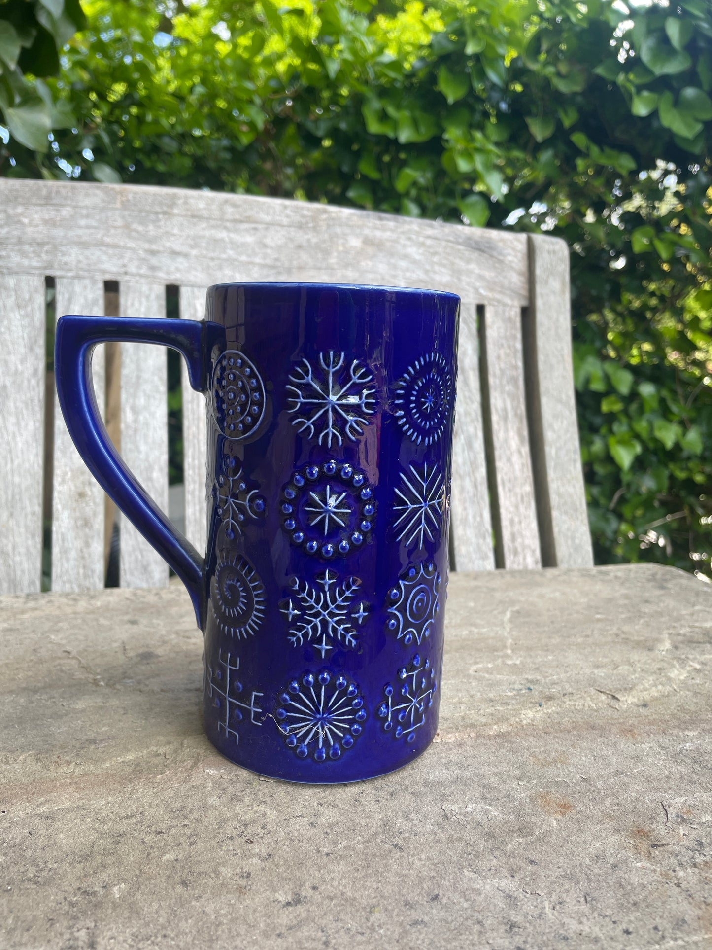 Portmeirion Totem Susan Williams-Ellis Tall Blue Beaker – Iconic 1960s British Pottery – Vintage Collectible