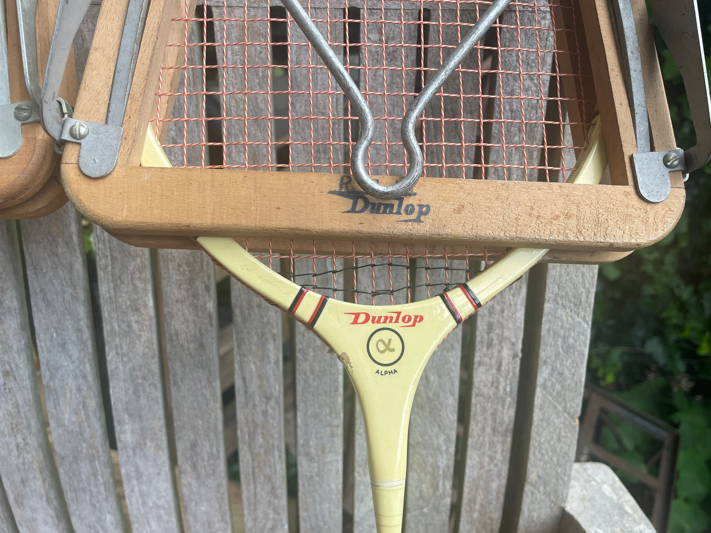 Vintage Dunlop & Slazenger Badminton Rackets with Wood Clamp in Thomlinson’s Greban Case
