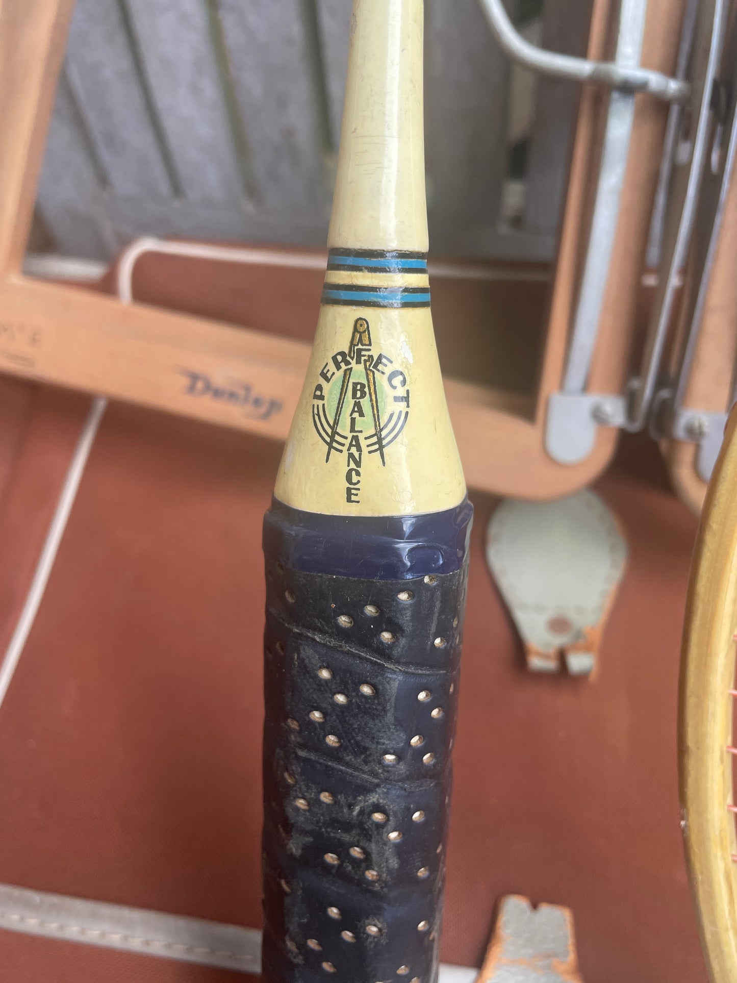 Vintage Dunlop & Slazenger Badminton Rackets with Wood Clamp in Thomlinson’s Greban Case