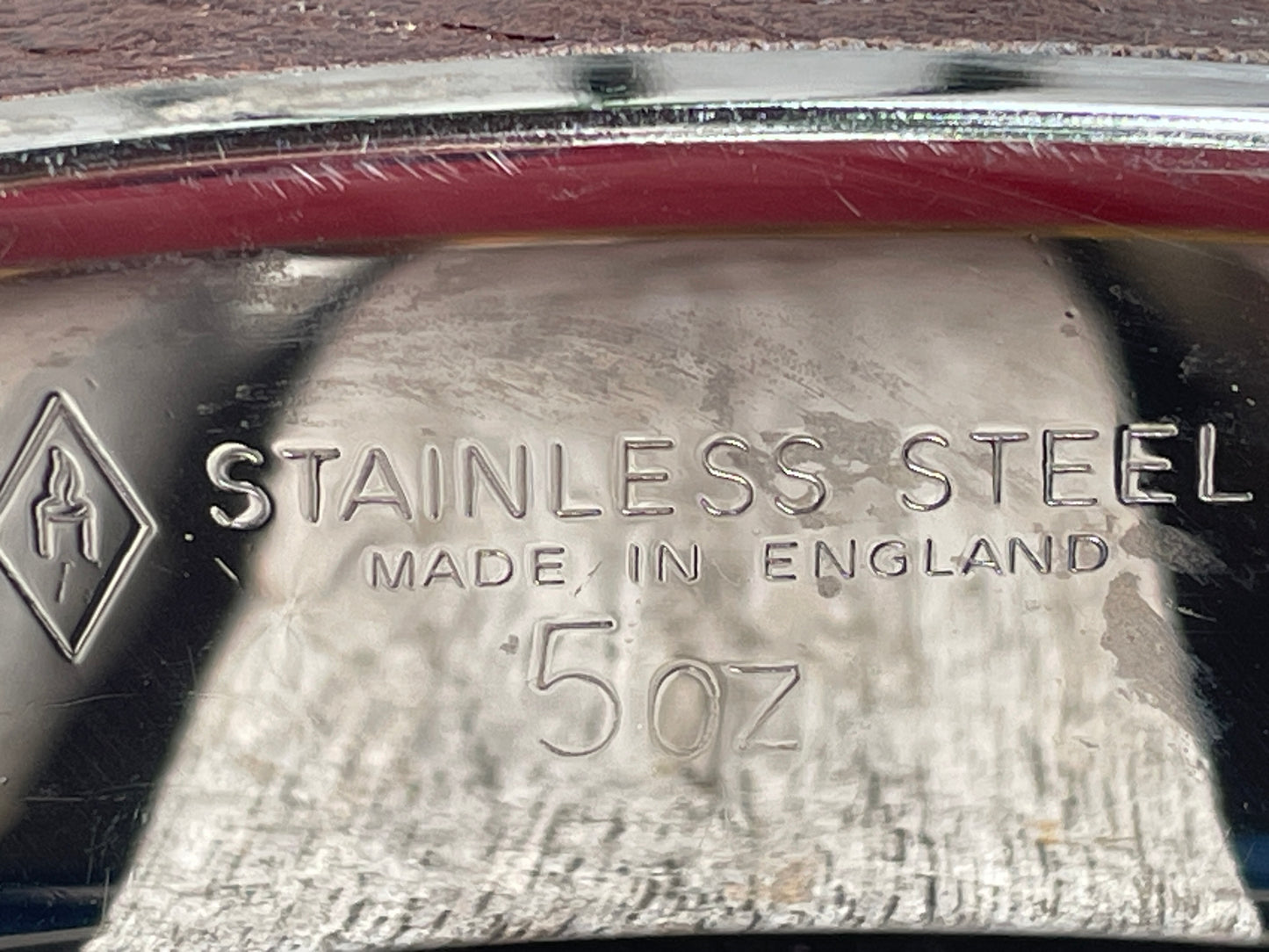 Vintage English Hip Flask – 5oz Stainless Steel & Real Leather – England – Gentleman’s Flask – Made in UK