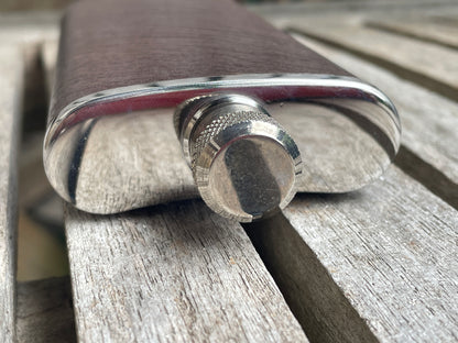 Vintage English Hip Flask – 5oz Stainless Steel & Real Leather – England – Gentleman’s Flask – Made in UK