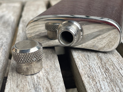 Vintage English Hip Flask – 5oz Stainless Steel & Real Leather – England – Gentleman’s Flask – Made in UK