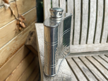 Vintage Selwin Pewter Hip Flask – English Pewter – Curved Pocket Flask – 9.5cm Tall – Made in England
