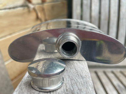 Vintage Selwin Pewter Hip Flask – English Pewter – Curved Pocket Flask – 9.5cm Tall – Made in England
