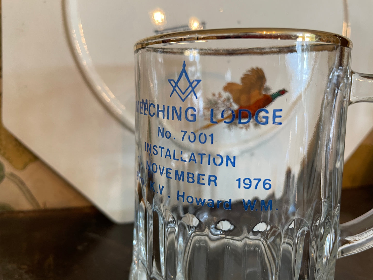 Antique and Vintage Masonic Ceramics and Glass – Mixed Lodge Lot Including Burns Plate, Tankard and Teaware (c.1900–1970s)