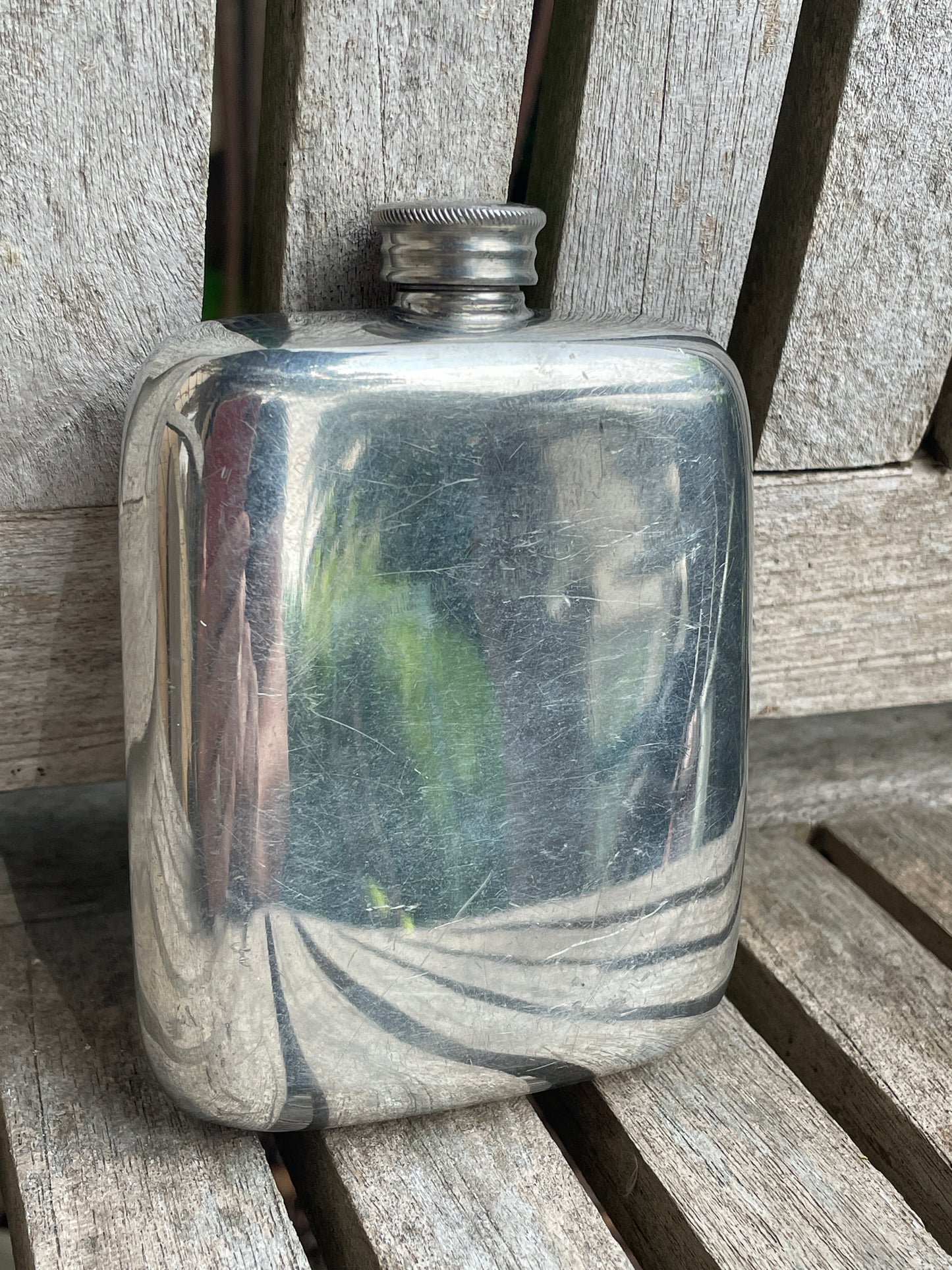 Vintage German 92 Silver Hip Flask – ARW Marked – 11cm Tall – Mid-Century Hanau Style Hallmarks – 92% Silver