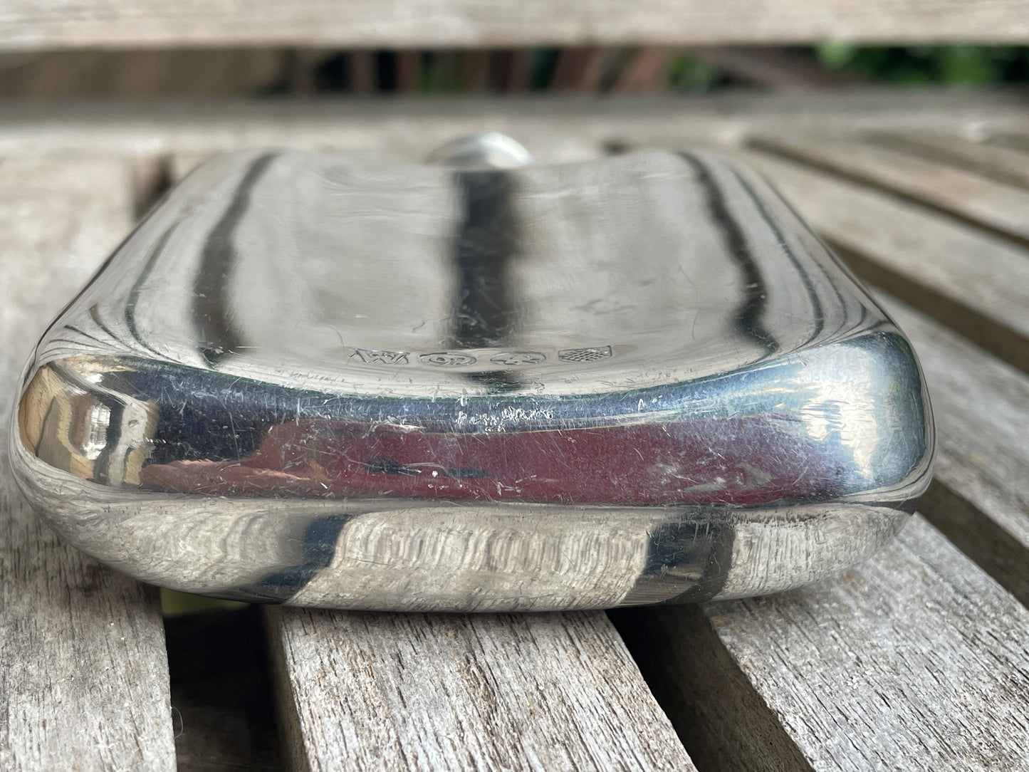 Vintage German 92 Silver Hip Flask – ARW Marked – 11cm Tall – Mid-Century Hanau Style Hallmarks – 92% Silver