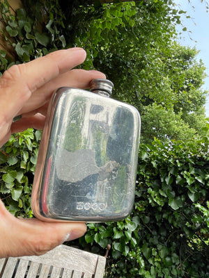 Vintage German 92 Silver Hip Flask – ARW Marked – 11cm Tall – Mid-Century Hanau Style Hallmarks – 92% Silver