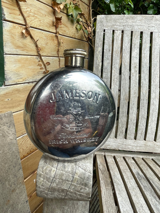 Vintage Jameson Irish Whiskey Hip Flask – Triple Distilled Collectible Branded Barware Gift