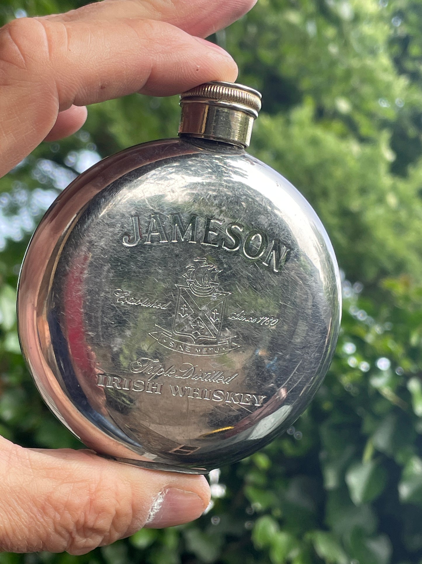 Vintage Jameson Irish Whiskey Hip Flask – Triple Distilled Collectible Branded Barware Gift
