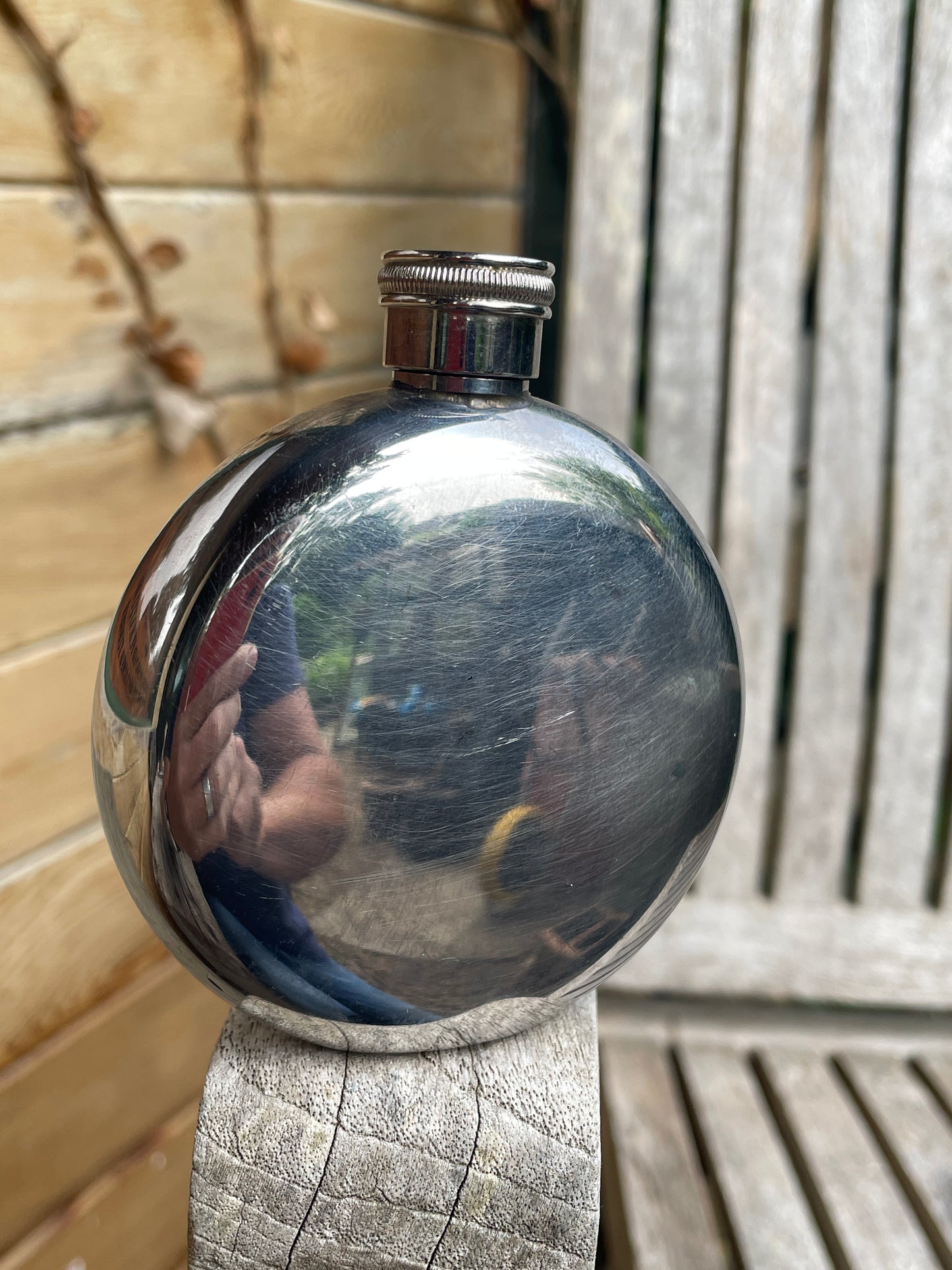 Vintage Ardbeg Scotch Whisky Hip Flask – Round Metal Promotional Collectible 8cm