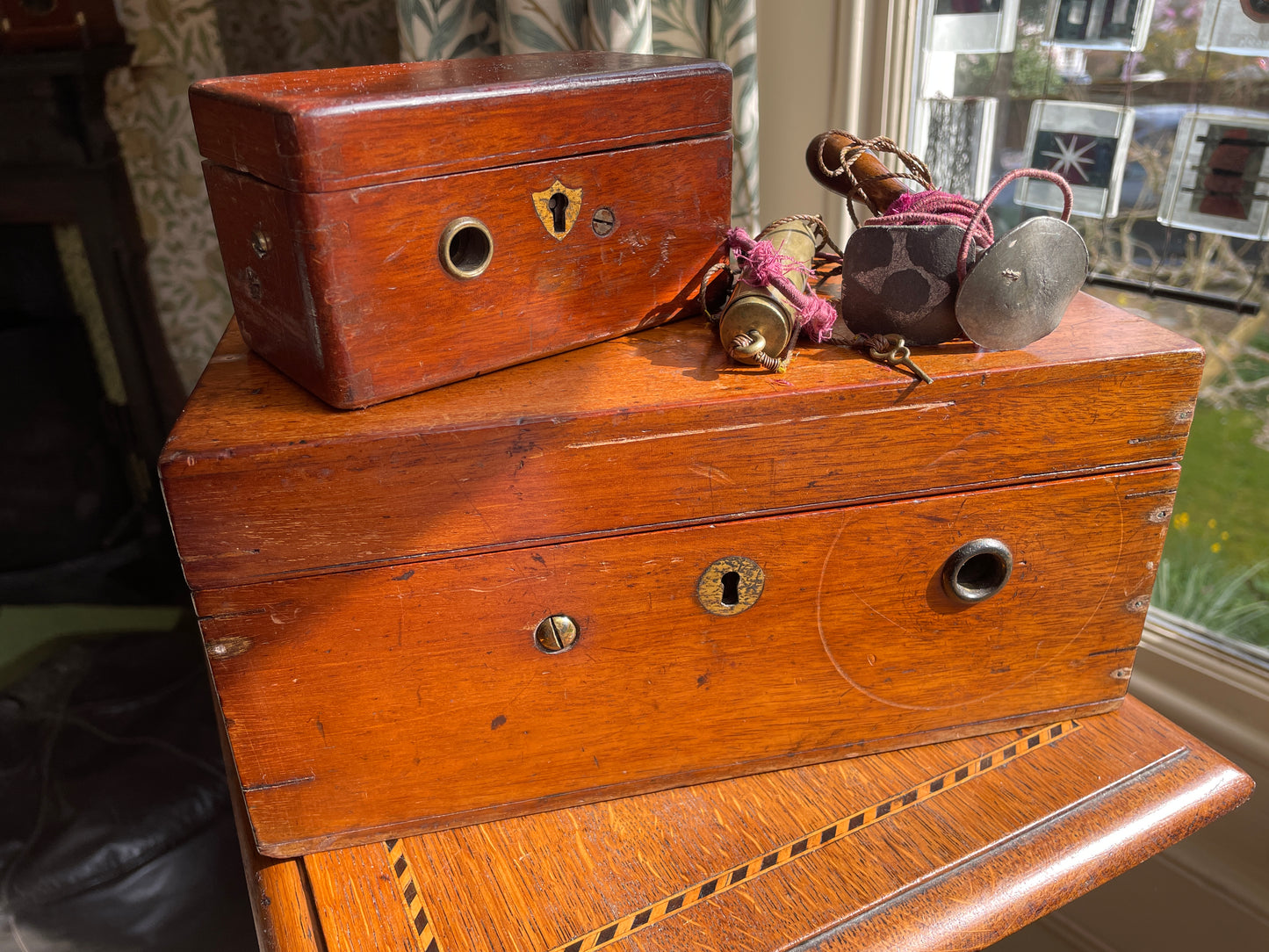Antique Magneto Electric Medical Machines – Standard and Miniature Electrotherapy Sets in Mahogany Cases (c.1900)