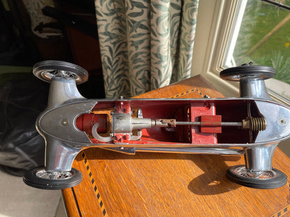 Vintage English Tether Racing Car – Exposed Engine Mechanical Model, Indianapolis Style (c.1940s–1950s)