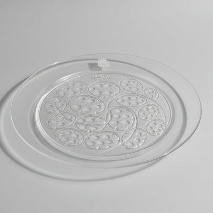 Vintage French Lalique Crystal Plate – Frosted Glass Dish with Stylised Floral Motif (c.1974)