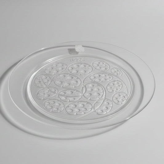 Vintage French Lalique Crystal Plate – Frosted Glass Dish with Stylised Floral Motif (c.1974)